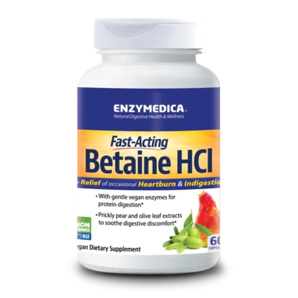 Betaína HCl, 1300 mg (60 caps), Enzymedica