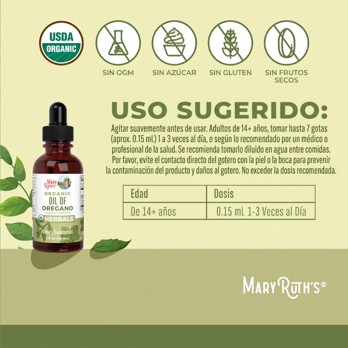 Organic Oregano Oil Liquid Drops/Oil of Oregano Herbal 1 oz (30ml) Mary Ruths