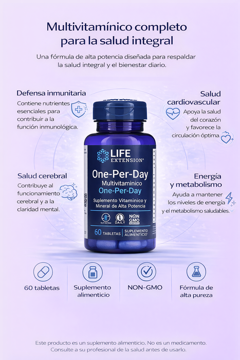 Multivitamínico Uno al Día, One-Per-Day (60 tabs), Life Extension
