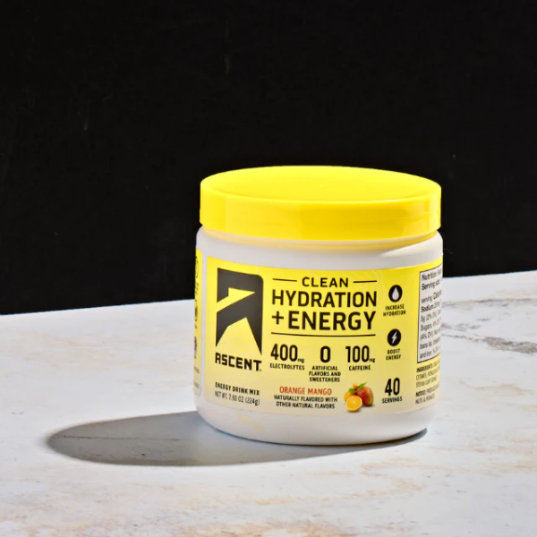 Electrolitos Clean de Hidratacion + Energía Sabor Naranja-Mango (8.32 oz 236 g), Ascent