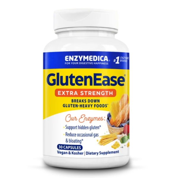 Enzimas GlutenEase™ Extra Fuerte (30 caps) ,Digestión al Gluten, Enzymedica
