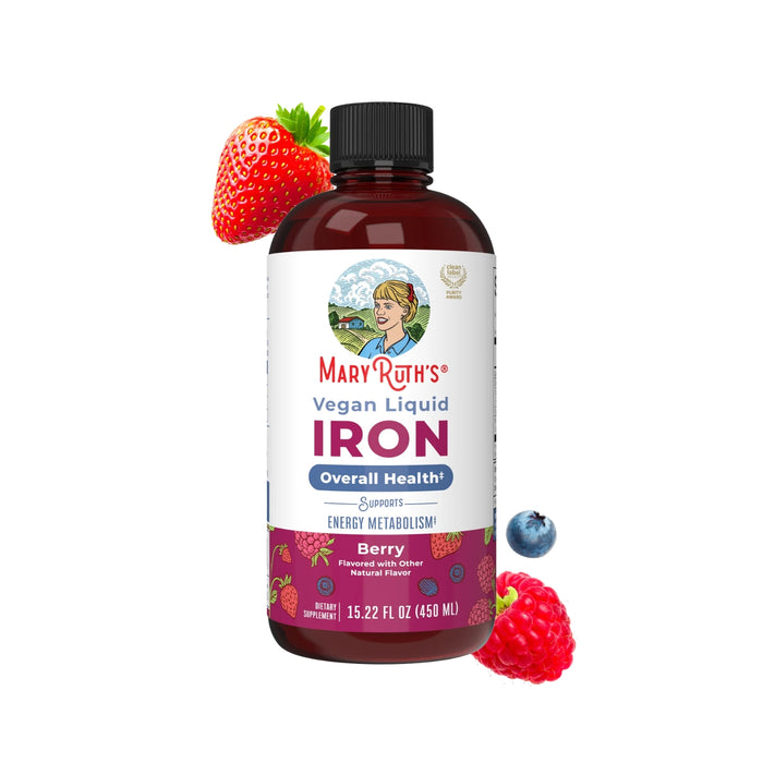 Hierro Liquido Sabor Frutos Rojos 450 ml (15.22 fl oz), Mary Ruth's