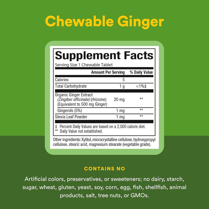 Jengibre 500 mg (90 tabs masticables), Natural Factors