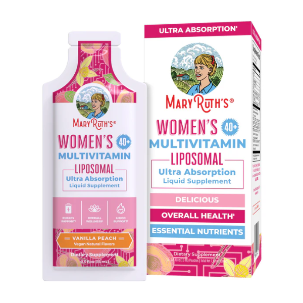 Multivitaminico Liposomal para Mujer 40+ Sabor Vainilla Melocoton 14 sobres de 15 ml (0.5 fl oz), Mary Ruth's