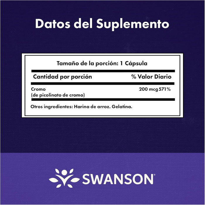 Swanson Premium - Chromium Picolinate 100cap of 200mcg