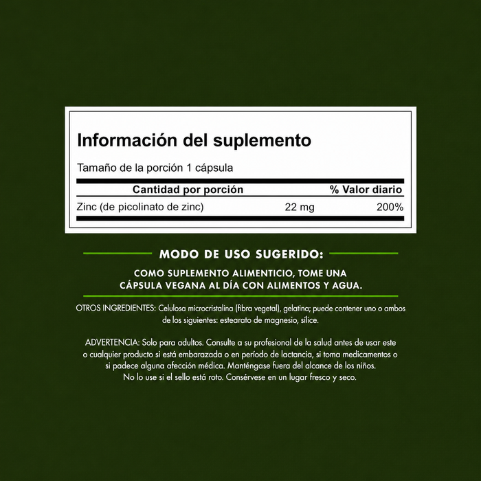 Picolinato de Zinc 22 mg (60 caps), Swanson