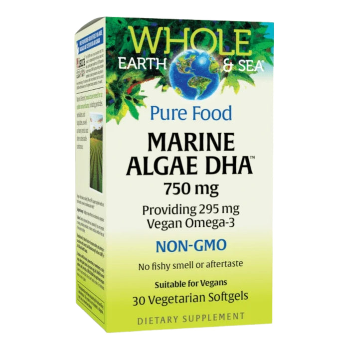 DHA 750 mg Alga Marina Omega-3 Vegano Whole Earth & Sea® (30 softgels), Natural Factors
