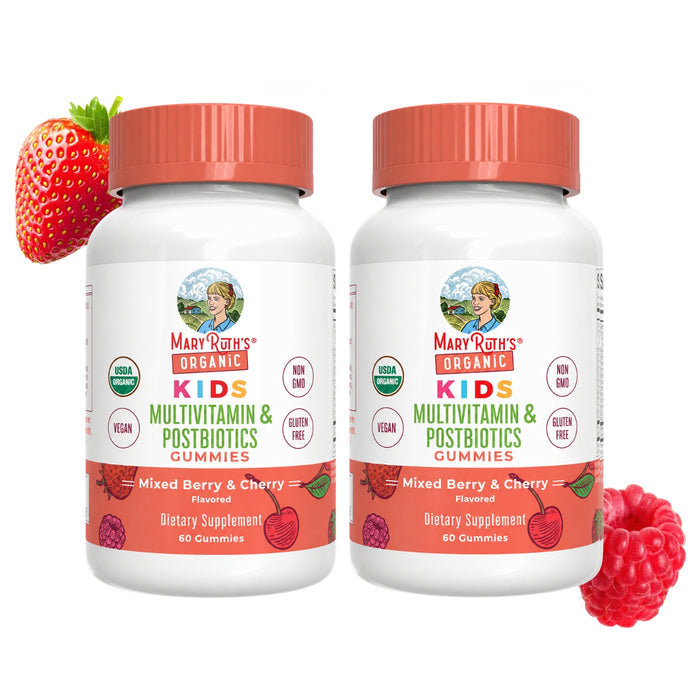 2X1 Multivitamínico Orgánico + Postbioticos para Niños sabor Fresa (60 gomitas), MaryRuth's