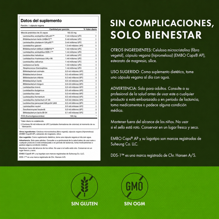 Probiótico Epic Pro 25 Cepas para la Salud Digestiva (30 cápsulas vegetales) | Swanson
