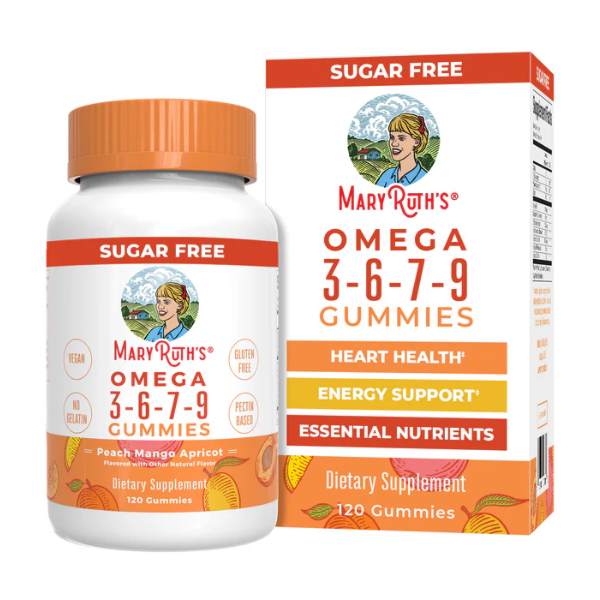 Omega 3-6-7-9 Sabor Durazno y Mango (120 gomitas), Mary Ruth´s