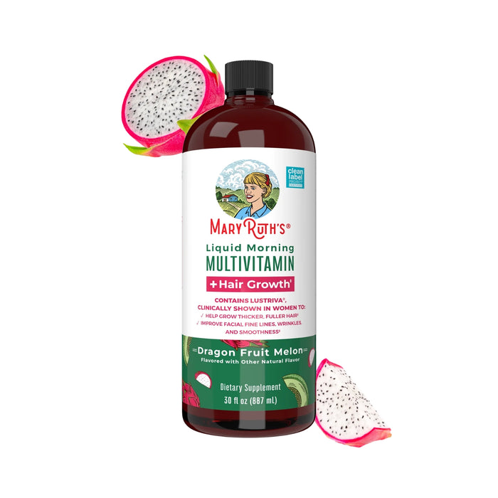 Multivitaminico Matutino + Crecimiento del Cabello Sabor Pitaya-Melon, Liquido 887 ml (30 fl oz), Mary Ruth's