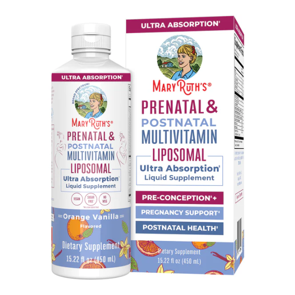 Multivitaminico Liposomal Prenatal y Postnatal Sabor Naranja Vainilla, Liposomal (15.22 fl oz 450 ml), Mary Ruth's