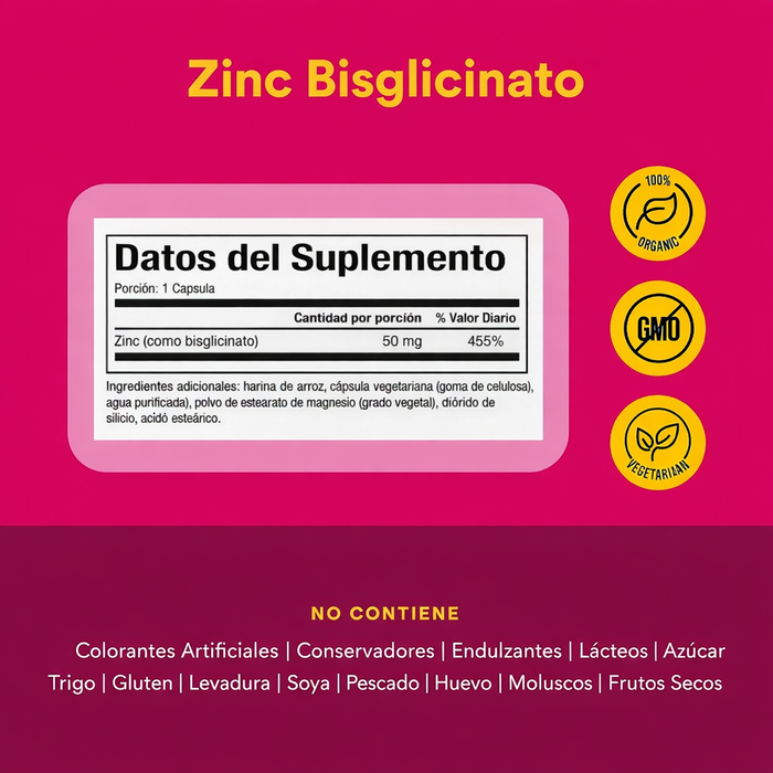 Bisglicinato de Zinc 50 mg (60 vcap), Natural Factors