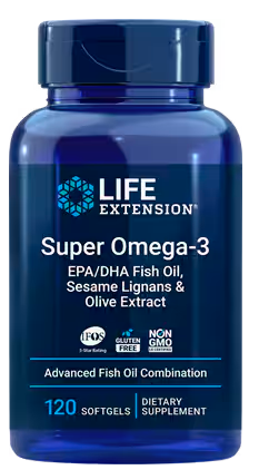 Aceite de pescado con superomega-3 EPA/DHA, lignanos de sésamo y extracto de oliva (120 cápsulas blandas) , Life Extension