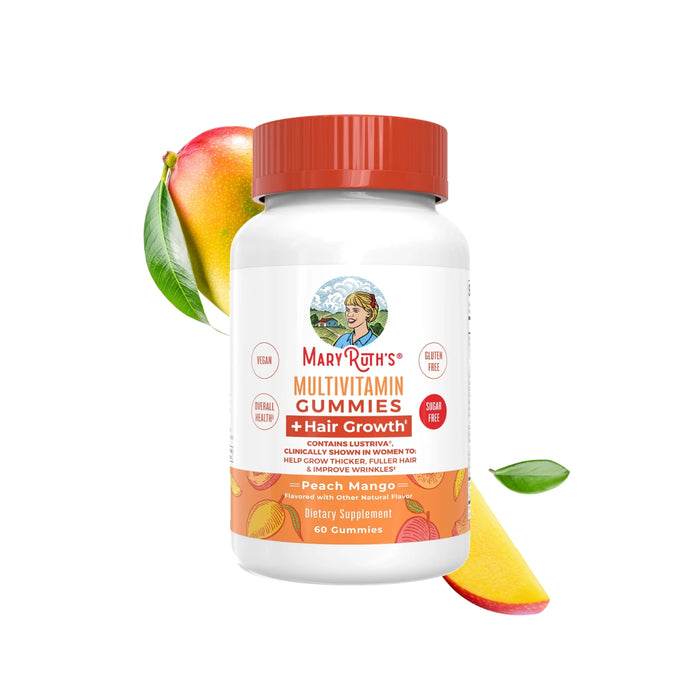 Multivitamínico + Crecimiento del Cabello Sabor Mango-Durazno (60 gomitas), MaryRuth's