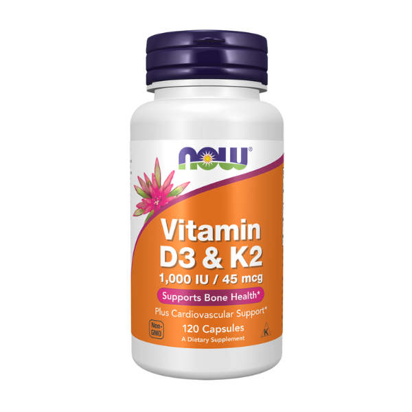 Vitamina D3 1000 UI con K2 45 mcg (120 veg caps)