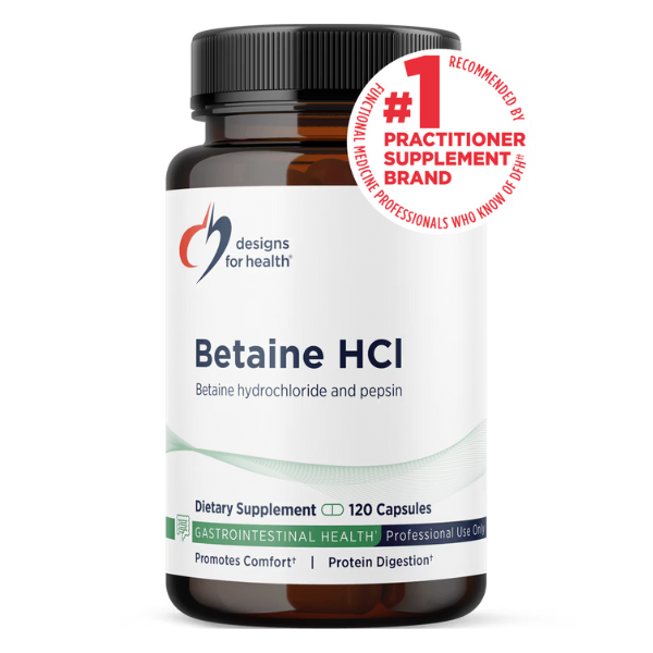 Betaina HCl 750 mg con Pepsina (120 caps), Designs for Health