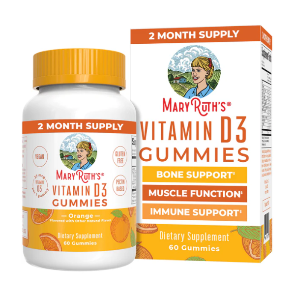 Vitamina D3 Sabor Limon, Fresa y Naranja (60 gomitas), Mary Ruth´s
