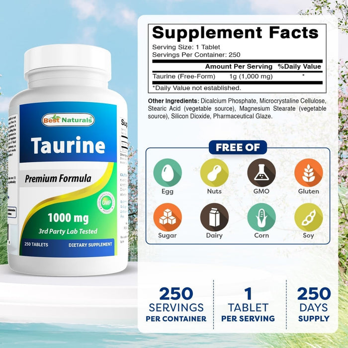 Taurina 1000 mg (250 tabs), Best Naturals