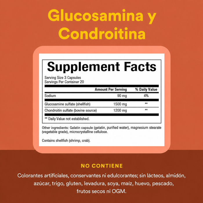Glucosamina & Condroitina 500 mg & 400 mg (60 caps), Natural Factors