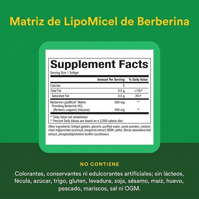 Berberina Matrix LipoMicel 500 mg (60 softgels), Natural Factors