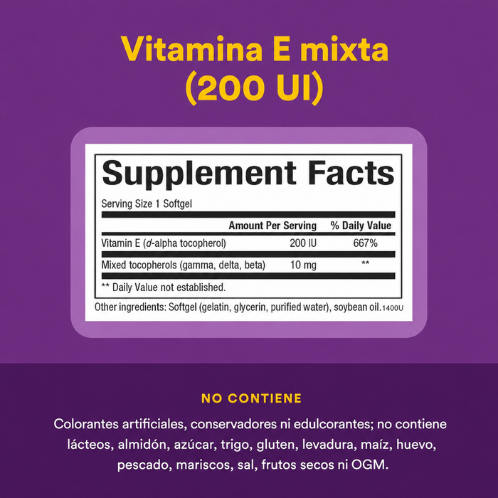 Vitamina E 134 mg (200 IU) (90 softgels), Natural Factors
