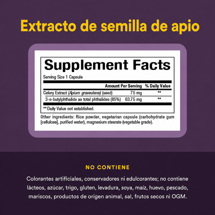 Extracto de Semilla de Apio 85% 3-n-Alholva (60 vcap), Natural Factors
