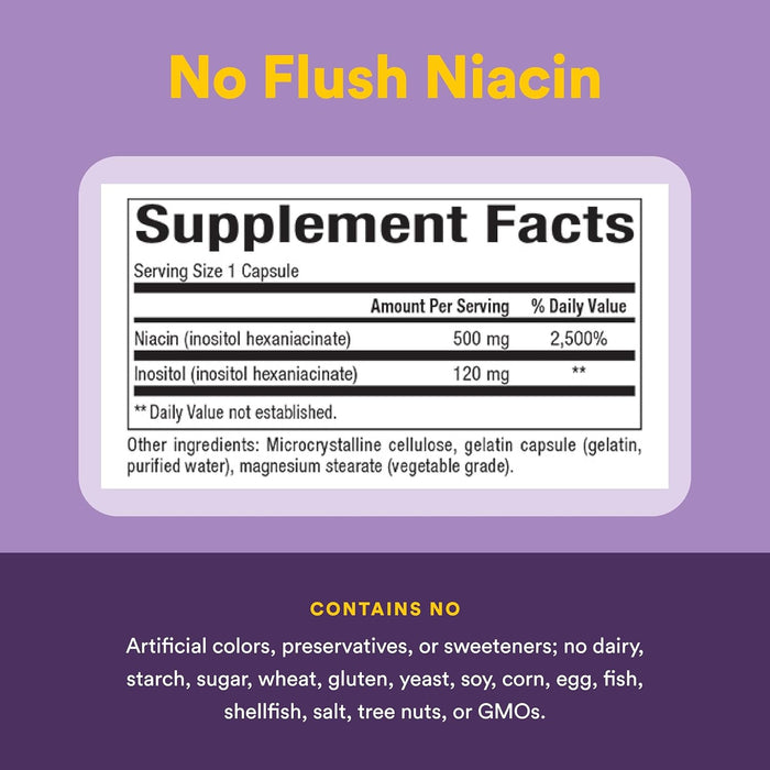 EX B3 Niacin 500 mg Sin Descarga (90 caps), Natural Factors