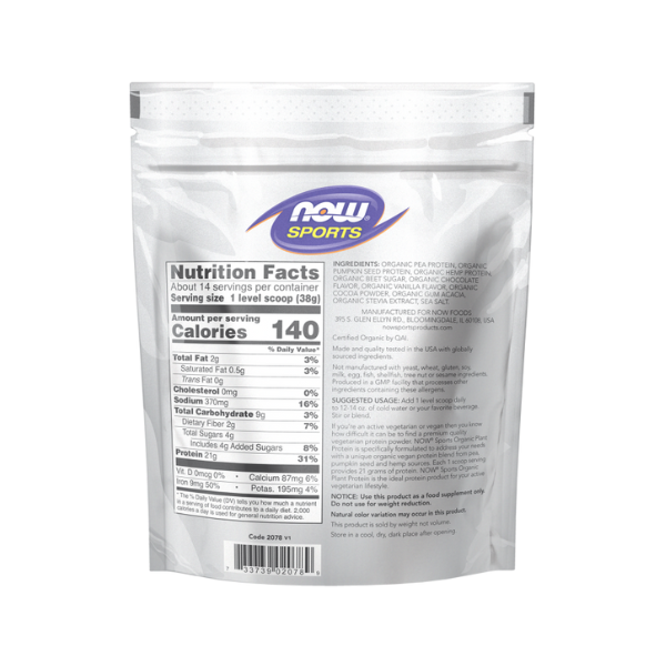 Proteina Vegetal Organica, Sabor Chocolate (1.2 lb/544 g)