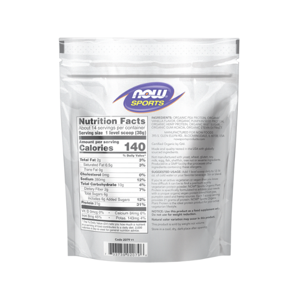 Proteina Vegetal Organica, Sabor Vainilla (1.2 lb/544 g)