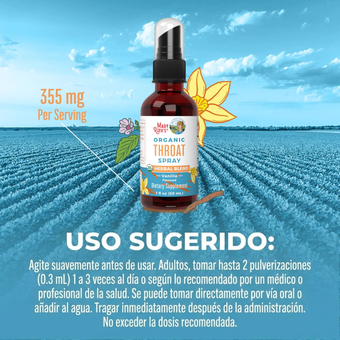 Spray para Garganta Orgánico Sabor Vainilla (1 fl oz 30 ml), MaryRuth's