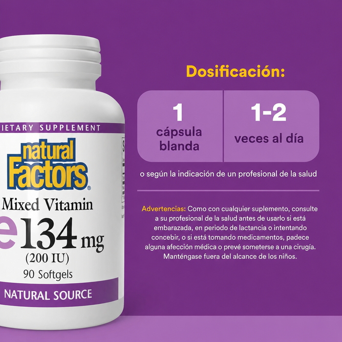 Vitamina E 134 mg (200 IU) (90 softgels), Natural Factors