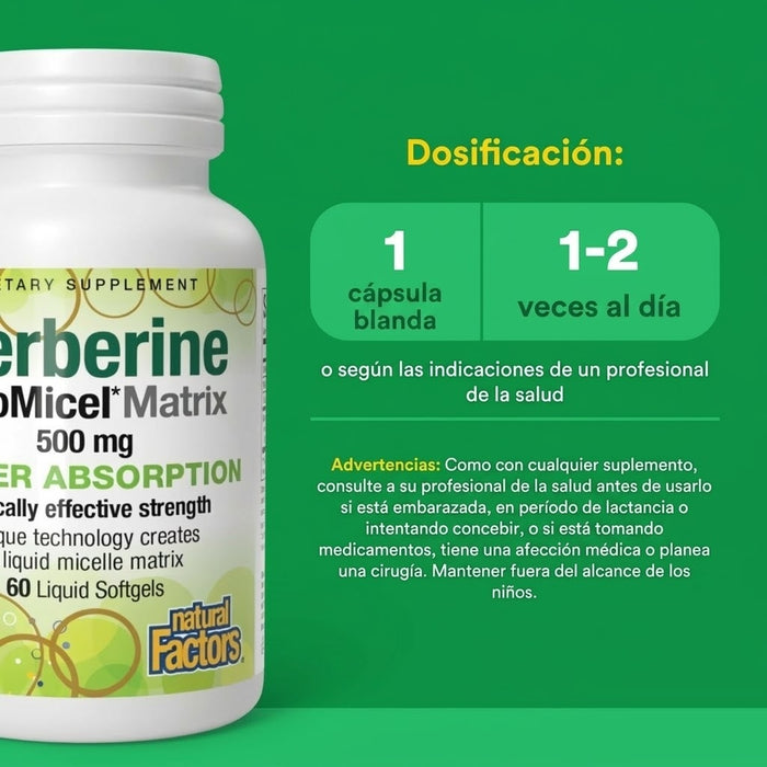 Berberina Matrix LipoMicel 500 mg (60 softgels), Natural Factors