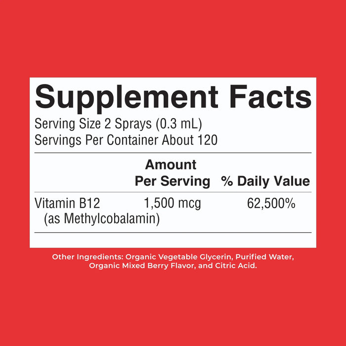 Organic Methyl B12 Spray 1oz (30ml) Mary Ruth