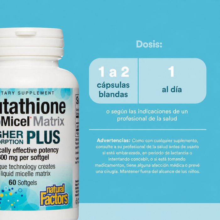 Matriz de Lipomicel de Glutation 300 mg (60 softgels), Natural Factors