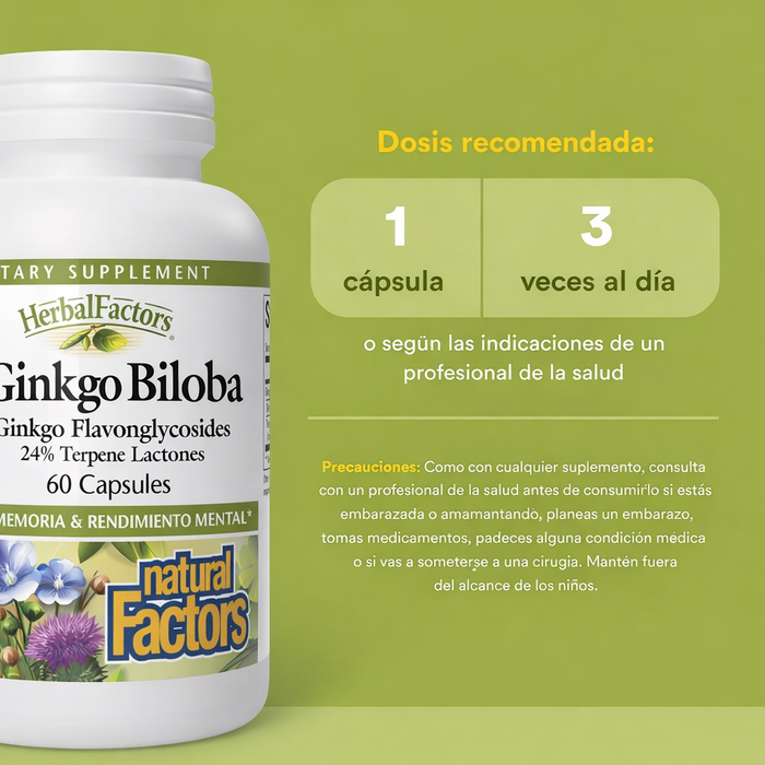 Ginkgo Biloba 60 mg HerbalFactors® (60 caps), Natural Factors