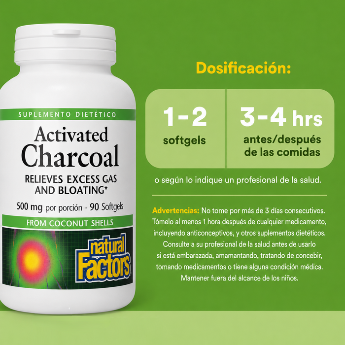 Carbon Activado 500 mg (90 softgels), Natural Factors