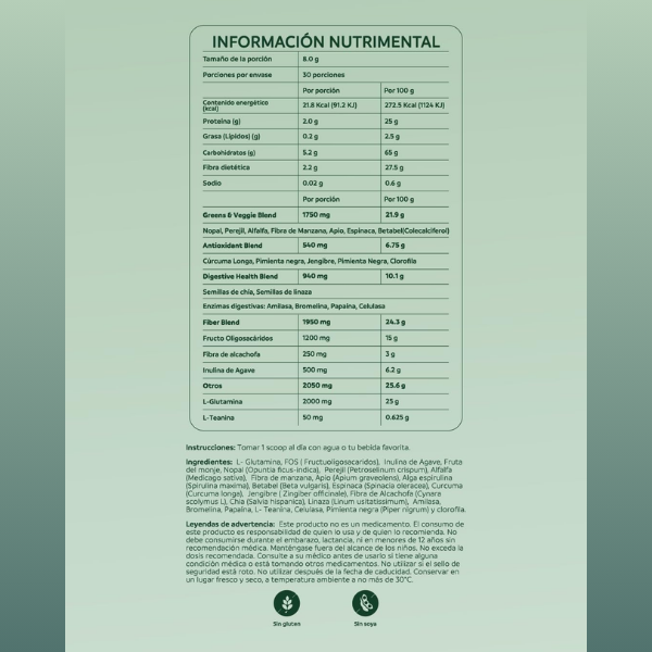 Apoyo Digestivo Greens Support (30 porciones), NutriADN