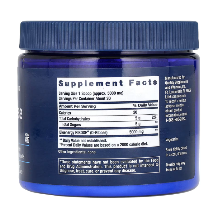 D-Ribosa 150 g, Polvo (5.29 oz), Life Extension