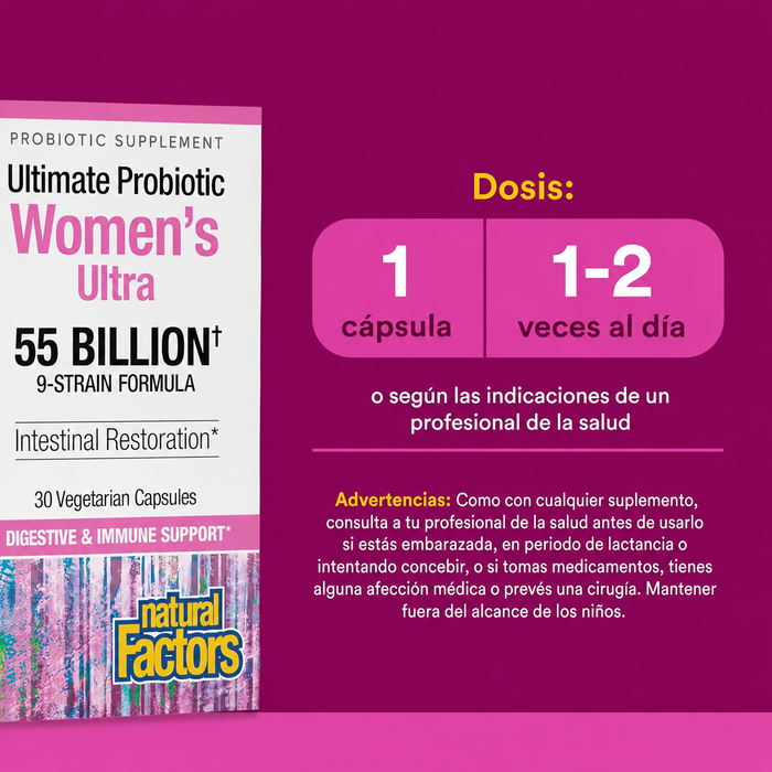 Ultimate Probioticos para Mujeres Ultra 55 Billones (30 vcap), Natural Factors
