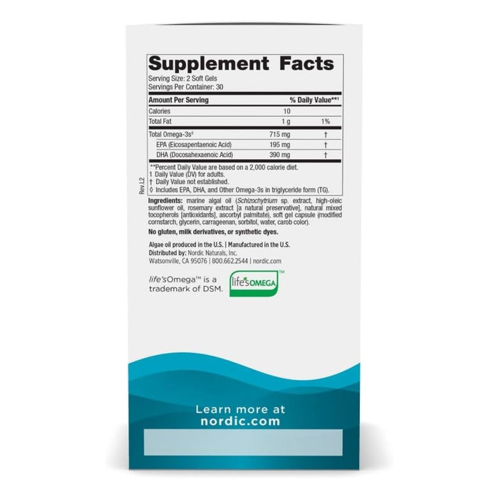 EX Algae Omega, 715 mg, 195mg EPA/390mg DHA (60 softgels)