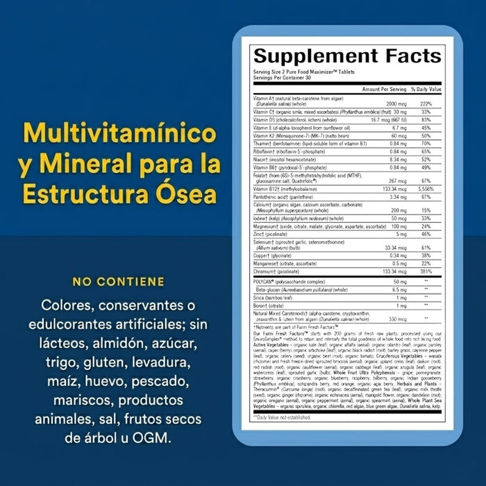 Multivitamínico y Mineral para la Estructura Ósea Whole Earth & Sea® (60 tabs), Natural Factors