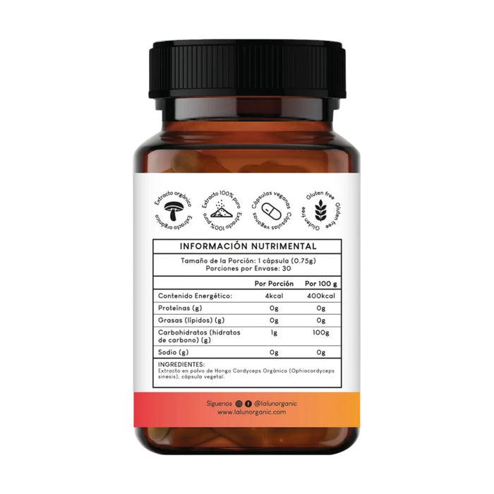 Cordyceps 750 mg Energía y Vitalidad (30 caps), Lalun