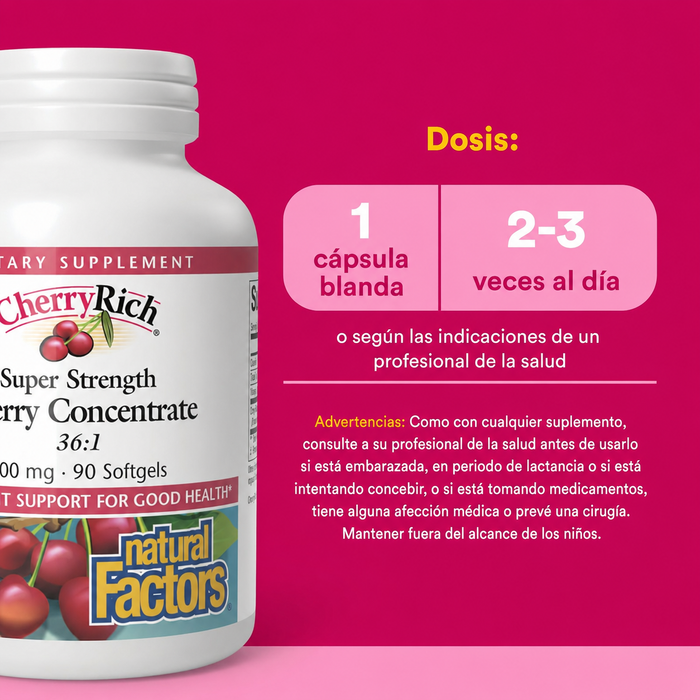 Concentrado de Cereza CherryRich® Tracto Urinario 500 mg (90 caps), Natural Factors