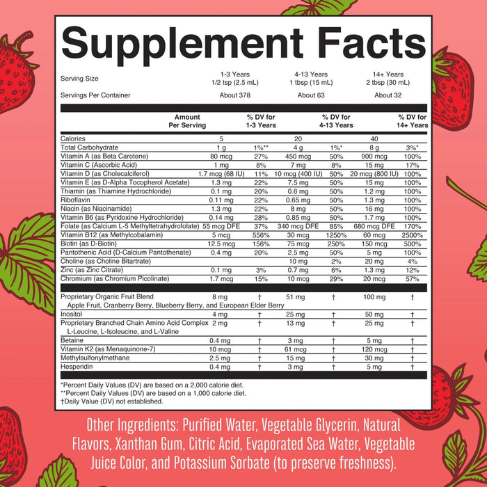 Multivitaminico Matutino Sabor Fresa, Liquido 946 ml (32 fl oz), Mary Ruth's