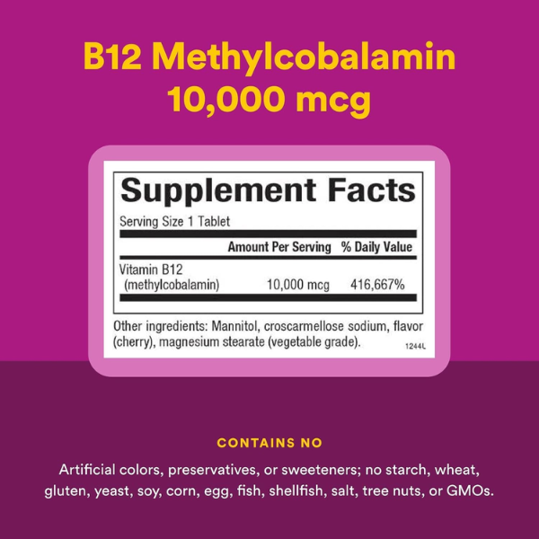 B12 Metilcobalamina 10,000 mcg Masticable (30 tabs), Natural Factors