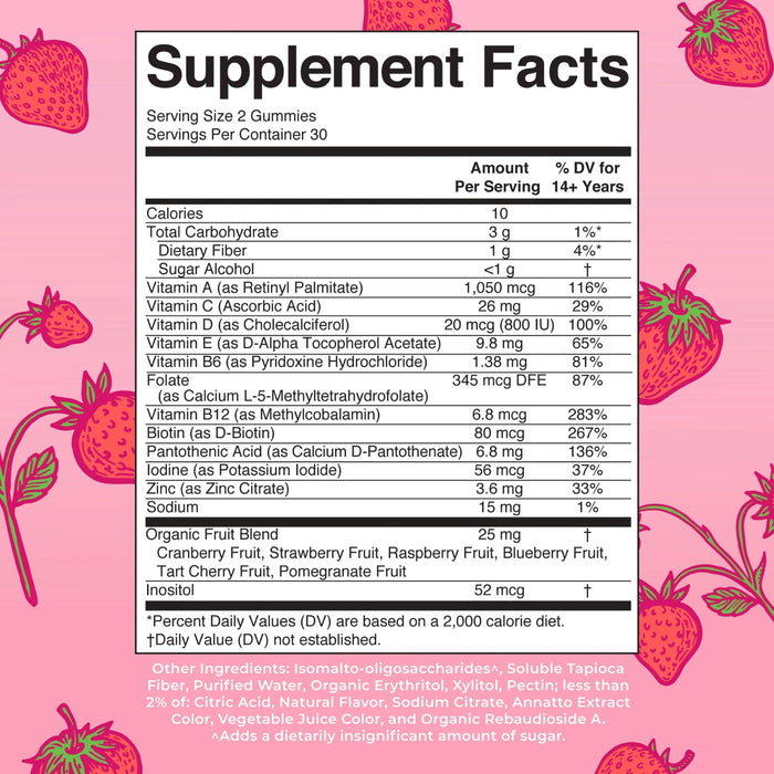 Multivitaminico Para Mujeres Sabor Fresa (60 gomitas), Mary Ruth´s