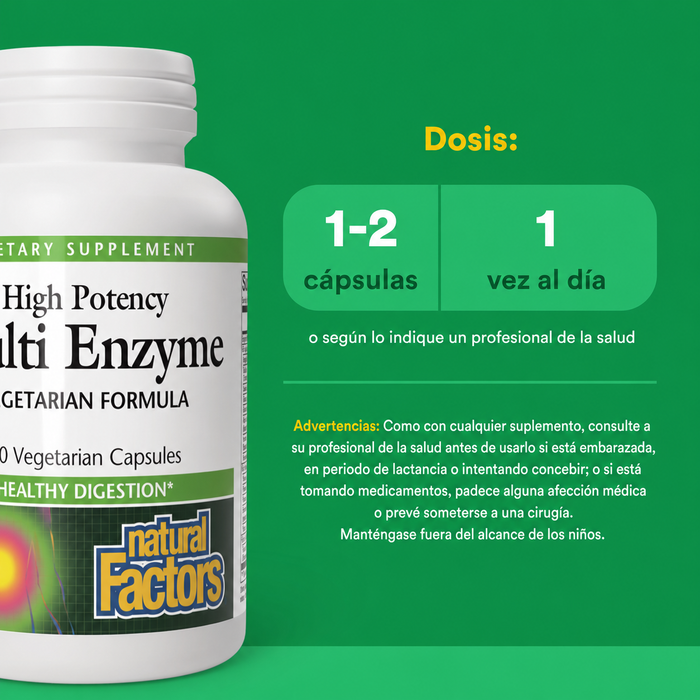 Multi Enzimas Vegetarianas de Alta Potencia (60 vcap), Natural Factors