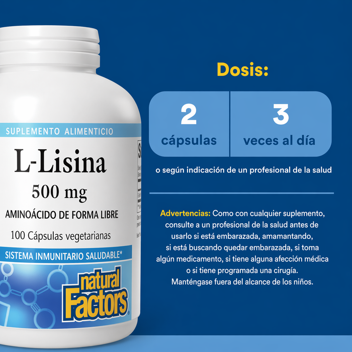 L-lisina Aminoácido 500 mg (180 veg caps), Natural Factors