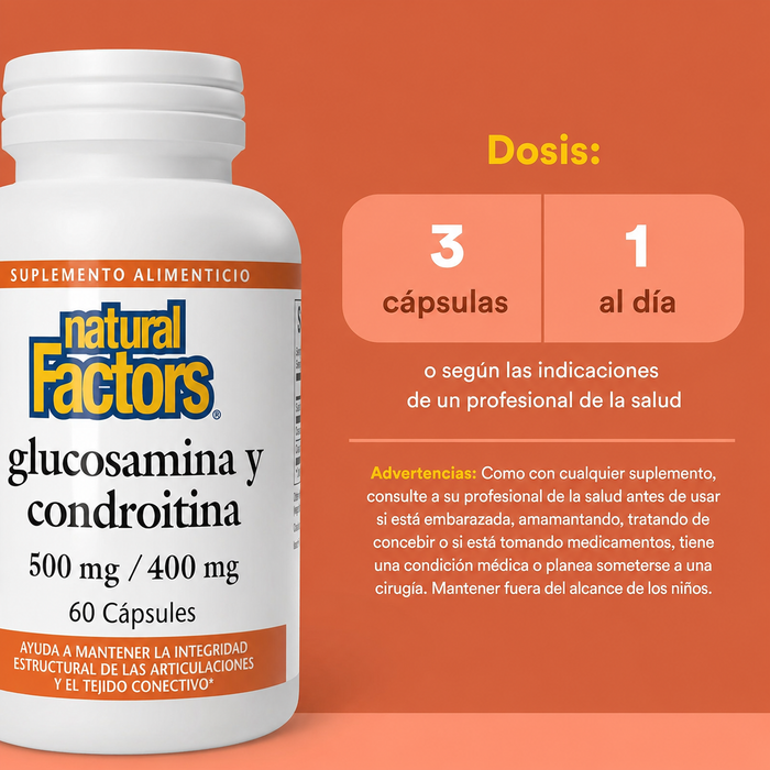 Glucosamina & Condroitina 500 mg & 400 mg (60 caps), Natural Factors